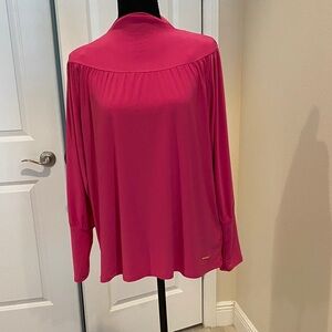 Anne Klein hot Pink long sleeve silky blouse NWOT size medium